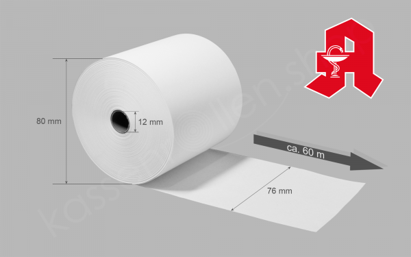 50 Stk. • Normalpapier • 76/80/12 (~60m) • mit Apotheken-A [30006]